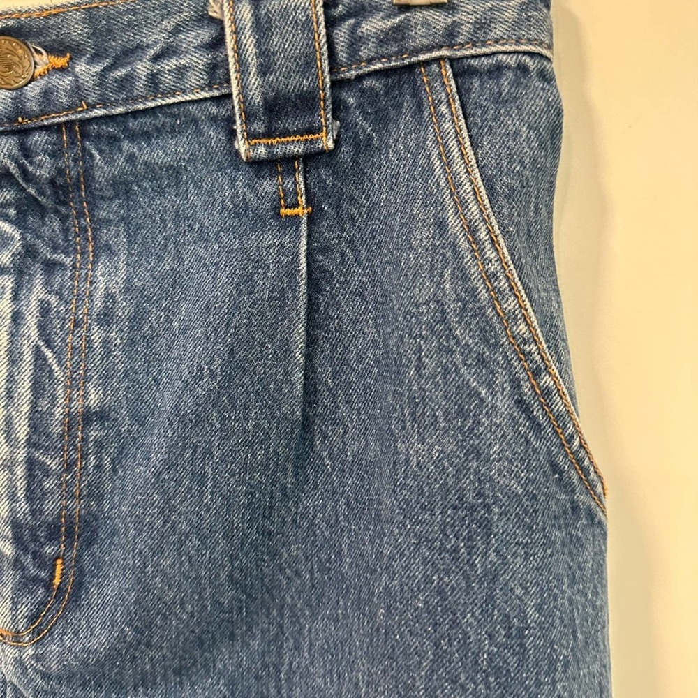 Y2K Denim Pencil Skirt Midi Length Pocket Medium wash Size 10 Made in USA - Picture 4 of 8